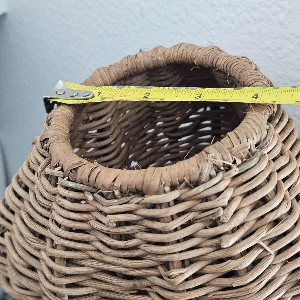 Antique Primitive Hand Woven Split Wood‎ Buttocks Handle Gathering Eggs Basket